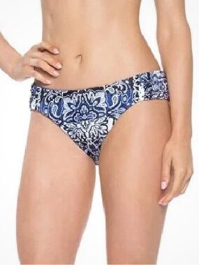 BECCA by Rebecca Virtue Reversible Multi-Color Gathered Side Tab Bikini Bottom